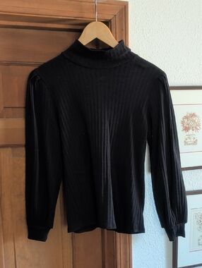 Boheme Black Ribbed Mock Neck Sweater - Unbranded
